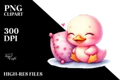 Happy Baby Duck on a Pillow, PNG Product Image 2