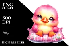 Happy Baby Duck on a Pillow, PNG Product Image 2