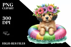 Colorful Whimsical Puppy Sticker Clipart Product Image 1