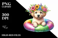 Colorful Whimsical Puppy Sticker Clipart Product Image 1