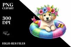 Colorful Whimsical Puppy Sticker Clipart Product Image 1