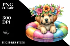 Colorful Whimsical Puppy Sticker Clipart Product Image 1