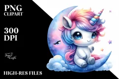 Baby Unicorn with Cool Haircut on Moon Product Image 3