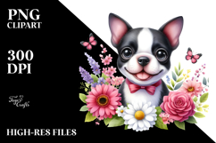 Happy Cute Boston Terrier Dog, Watercolor Design Product Image 2
