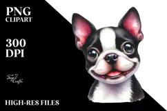 Happy Cute Boston Terrier PNG Product Image 2