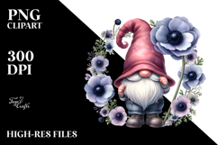 Cute Gnome with Anemone Floral Frame, Watercolor Design Product Image 2