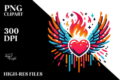 Colorful Fire Heart PNG Product Image 2