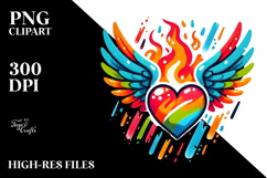 Colorful Fire Heart PNG Product Image 2