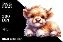 Smiling Baby Highland Cow, PNG Product Image 3