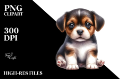 Digital Watercolor Baby Puppy PNG Product Image 2