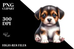 Digital Watercolor Baby Puppy PNG Product Image 2