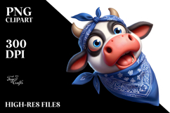Playful Cartoon Cow with Bandana, Vibrant PNG Product Image 2