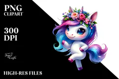 Watercolor Dancing Unicorn PNG Product Image 2