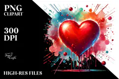 Red Glossy Heart Painting PNG Product Image 2