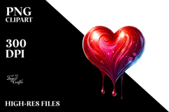 Red Glossy Heart Painting PNG Product Image 2