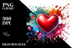 Colorful Red Glossy Heart PNG Product Image 2
