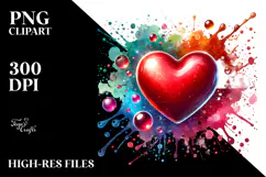Colorful Red Glossy Heart PNG Product Image 2