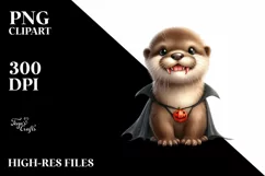 Funny Baby Otter with Vampire Fangs | Sublimation | Clipart Product Image 3