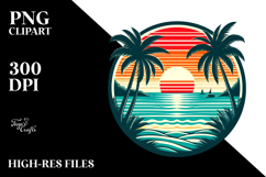 Retro Tropical Island Sunset PNG Product Image 2