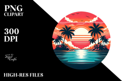 Retro Tropical Island Sunset PNG Product Image 2