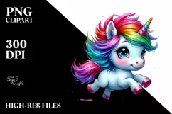 Funny Baby Unicorn Running PNG Product Image 3
