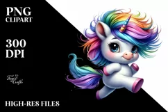 Funny Baby Unicorn Running PNG Product Image 3