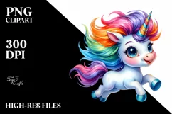Funny Baby Unicorn Running PNG Product Image 3
