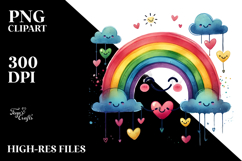 Colorful Digital Rainbow Hearts PNG Product Image 2