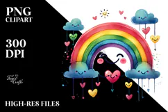 Colorful Digital Rainbow Hearts PNG Product Image 2