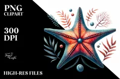 Colorful Whimsical Sea Star Sticker Clipart Product Image 3