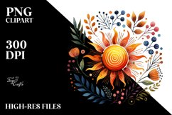 Simple Colorful Watercolor Sun PNG Product Image 2