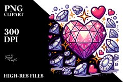 Simple Cartoon Heart Made of Diamond-Like Material, PNG Product Image 2