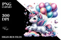 Colorful Baby Unicorn PNG Product Image 1