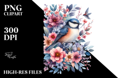 Watercolor V Painting with Bird, Transparent PNG Product Image 2