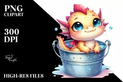 Cute Baby Dragon Smiling PNG Product Image 1
