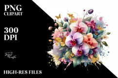 Colorful Bouquet with Orchid Splash | Clipart Product Image 1