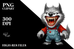 Funny Werewolf Watercolor PNG Product Image 2