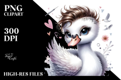 Cute Baby Swan with Cool Haircut PNG Product Image 2