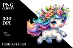 Running Baby Unicorn PNG Product Image 3