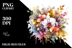 Colorful Bouquet with Orchid Splash | Clipart Product Image 2