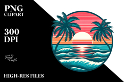 Retro Tropical Beach Sunset, PNG Product Image 2