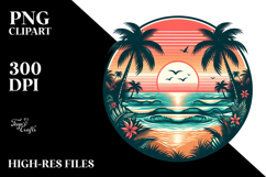 Retro Tropical Beach Sunset, PNG Product Image 2