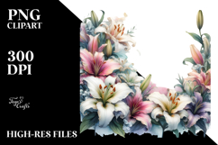 Colorful Lily Frame PNG Product Image 2