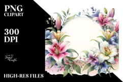 Colorful Lily Frame PNG Product Image 2