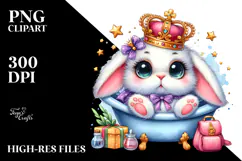 Cheerful Bunny in Bathtub PNG Product Image 2