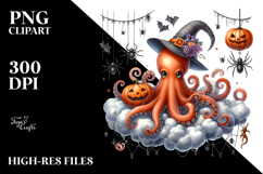 Watercollor Octopus Dressed for Halloween Product Image 2