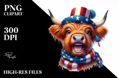 Highland Cow Portrait with Party Hat and Scarf Product Image 3