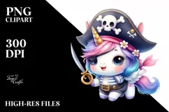 Pastel Cute Baby Unicorn Pirate | Clipart Product Image 3