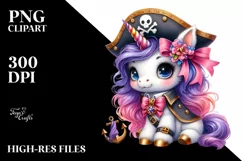 Pastel Cute Baby Unicorn Pirate | Clipart Product Image 3