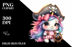 Pastel Cute Baby Unicorn Pirate | Clipart Product Image 3